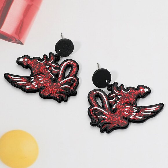 Sparkling University of South Carolina Gamecock Dangle Earrings - Picture 1 of 1